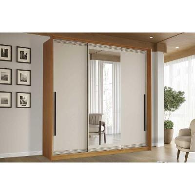 Guarda Roupa Casal Valência 3 Portas de Correr 4 Gavetas Freijo-creme Politorno