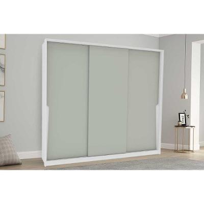 Guarda Roupas 3 Portas De Correr De E 4 Gavetas Porto Branco/verde - Politorno