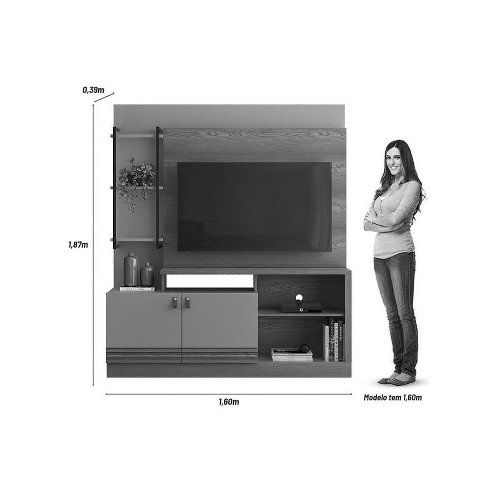 Home P/ Tv Até 50 Pol Alagoas C/ 2 Portas E 5 Prateleiras 187x160cm Nature/off White - Linea Brasil - 2