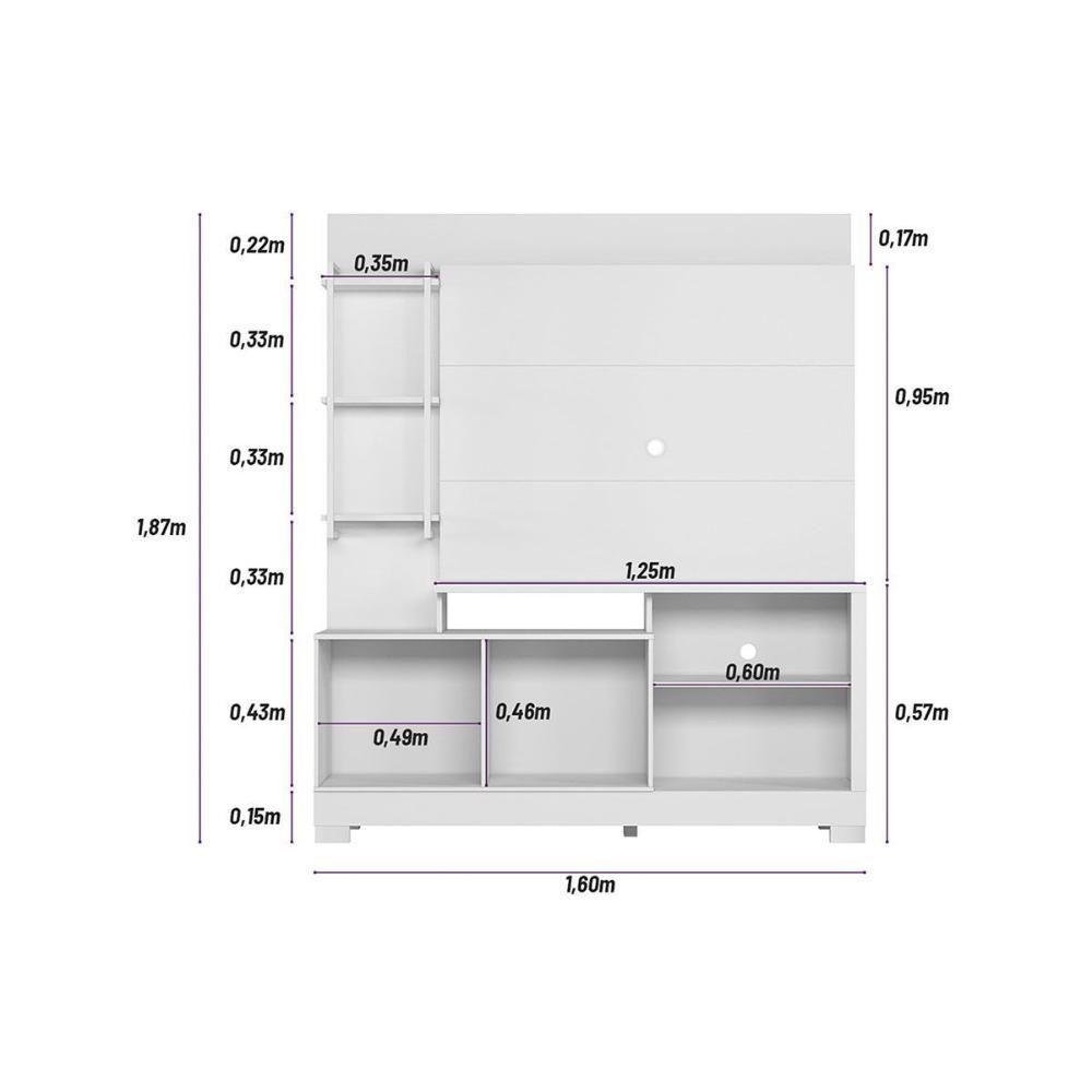 Home P/ Tv Até 50 Pol Alagoas C/ 2 Portas E 5 Prateleiras 187x160cm Nature/off White - Linea Brasil - 3