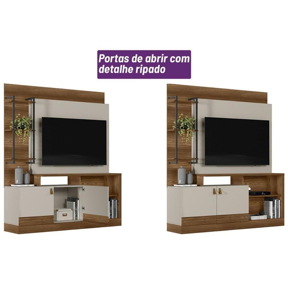 Home P/ Tv Até 50 Pol Alagoas C/ 2 Portas E 5 Prateleiras 187x160cm Nature/off White - Linea Brasil - 5