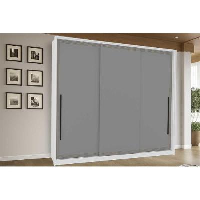 Guarda Roupas 3 Portas De Correr De E 4 Gavetas Valência Branco/cinza - Politorno