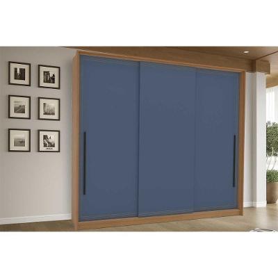Guarda Roupa Casal Valência 3 Portas de Correr 4 Gavetas Freijo-azul Politorno