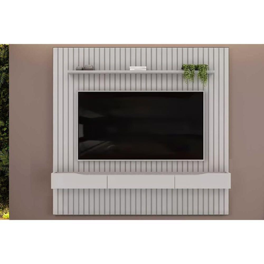 Home P/ Tv Até 65 Pol Pratic Ripado C/ 3 Gavetas 223x240cm Bali - Dj Móveis - 1