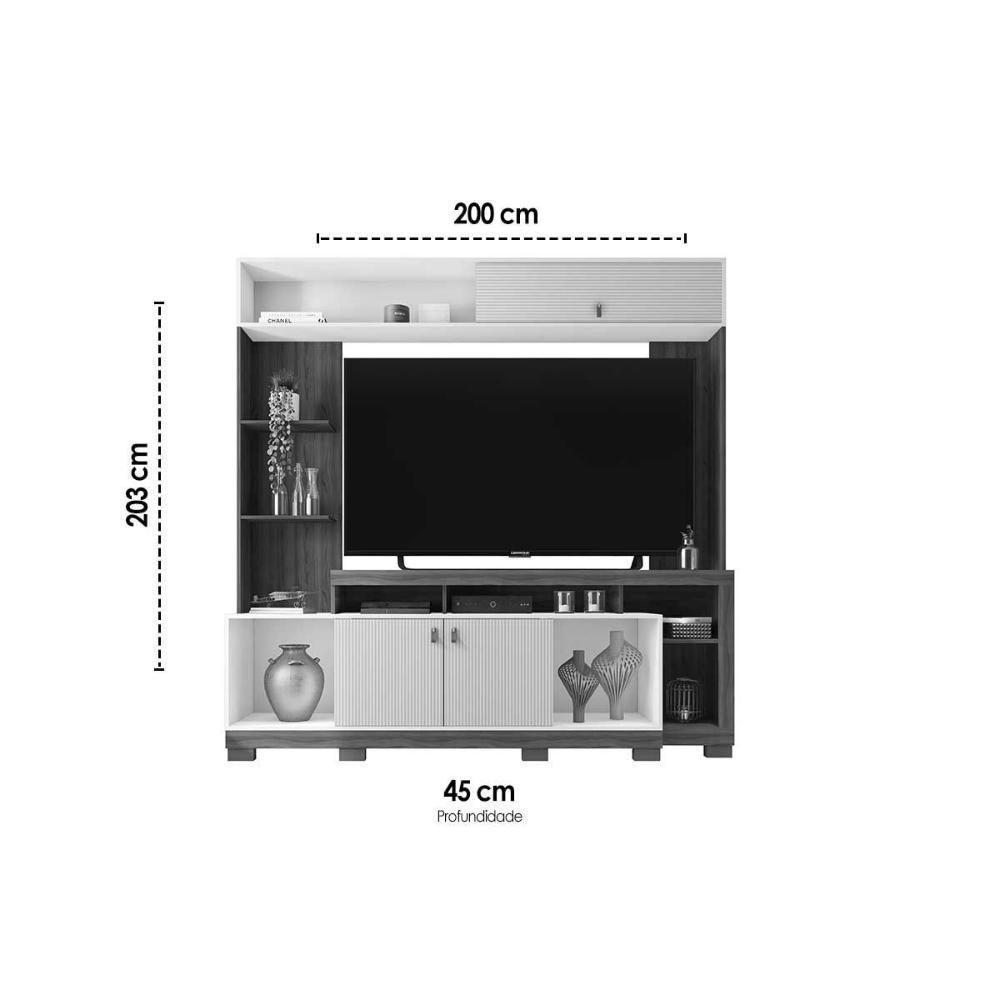 Home P/ Tv Até 65 Pol Sinfonia C/ 3 Portas E 7 Nichos 200x203cm Freijo/off White Mr - Caemmun - 7