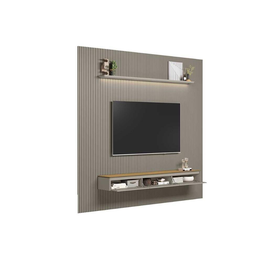 Home P/ Tv Até 100 Pol Modular 3.0 Ripado C/ 3 Porta. 1 Prat. 2,97x2,50cm Tauari/gris Fosco - Linea Brasil - 3