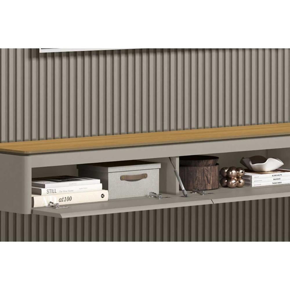 Home P/ Tv Até 100 Pol Modular 3.0 Ripado C/ 3 Porta. 1 Prat. 2,97x2,50cm Tauari/gris Fosco - Linea Brasil - 5