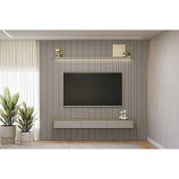 Home P/ Tv Até 100 Pol Modular 3.0 Ripado C/ 3 Porta. 1 Prat. 2,97x2,50cm Tauari/gris Fosco - Linea Brasil - 1