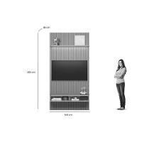 Home P/ Tv Até 60 Pol Modular 1.4 Ripado C/ 2 Portas 1 Prat. 141x250cm Tauari/gris Fosco - Linea Brasil - 3
