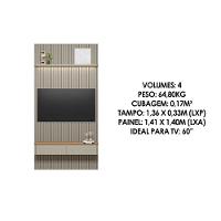 Home P/ Tv Até 60 Pol Modular 1.4 Ripado C/ 2 Portas 1 Prat. 141x250cm Tauari/gris Fosco - Linea Brasil