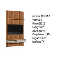 Home P/ Tv Até 60 Pol Modular 1.4 Ripado C/ 1 Portas 1 Prat. 141x250cm Nature/off White - Linea Brasil - 3