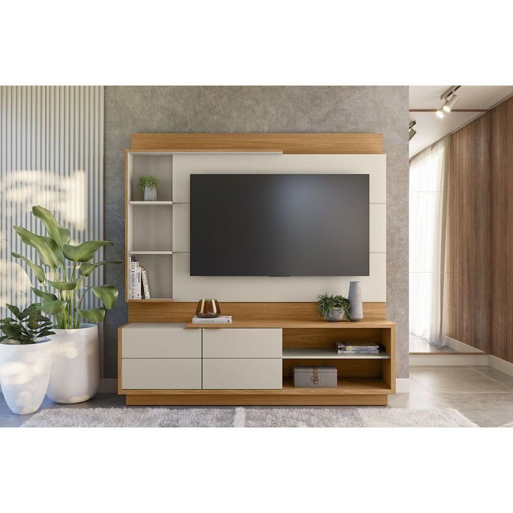 Home P/ Tv Até 60 Pol Atlanta C/ 2 Portas E 5 Prateleiras186x180cm Nature/off White - Linea Brasil - 7