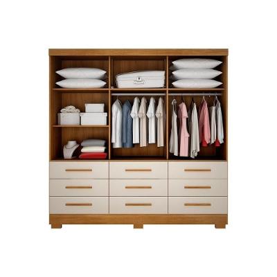 Guarda Roupa Solteiro 3 Portas de Correr 9 Gavetas Buriti-Jequitibá Cumaru-Fendi