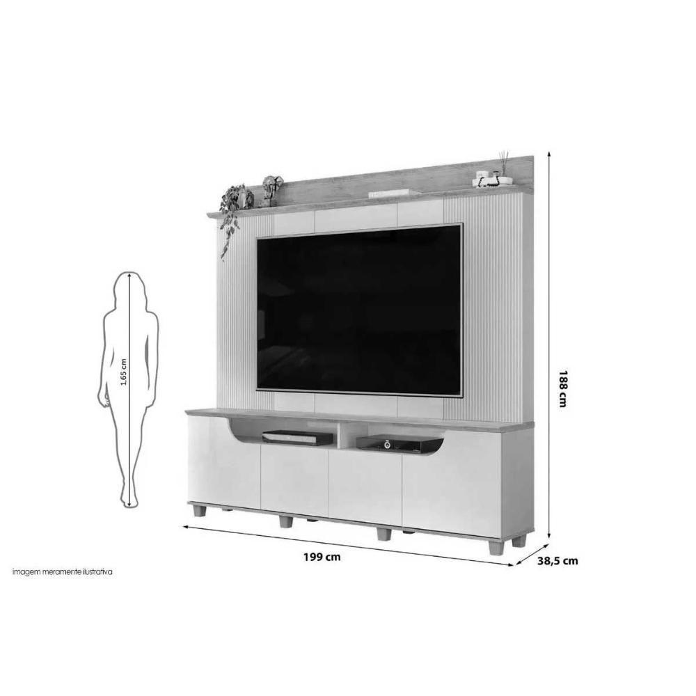 Home P/ Tv Até 75 Pol Gama C/ 4 Porta 199x188cm Bali/cedro - Dj Móveis - 5