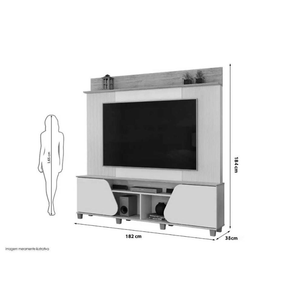 Home P/ Tv Até 70 Pol Henry C/ 2 Porta 182x184cm Off White/freijó - Dj Móveis - 2