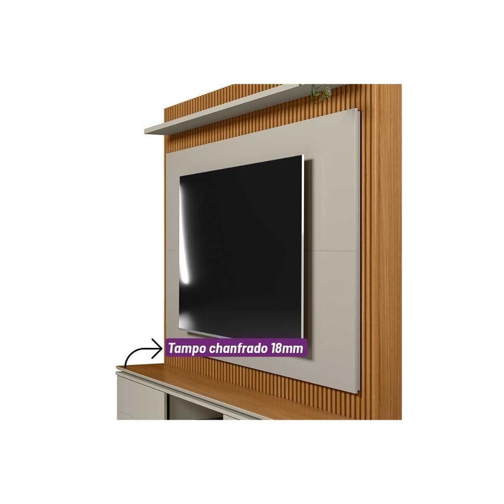 Home P/ Tv Até 75 Pol Guararapes C/ 2 Portas 2 Prateleiras E Pés 191x215cm Nature/off White - Linea Brasil - 4
