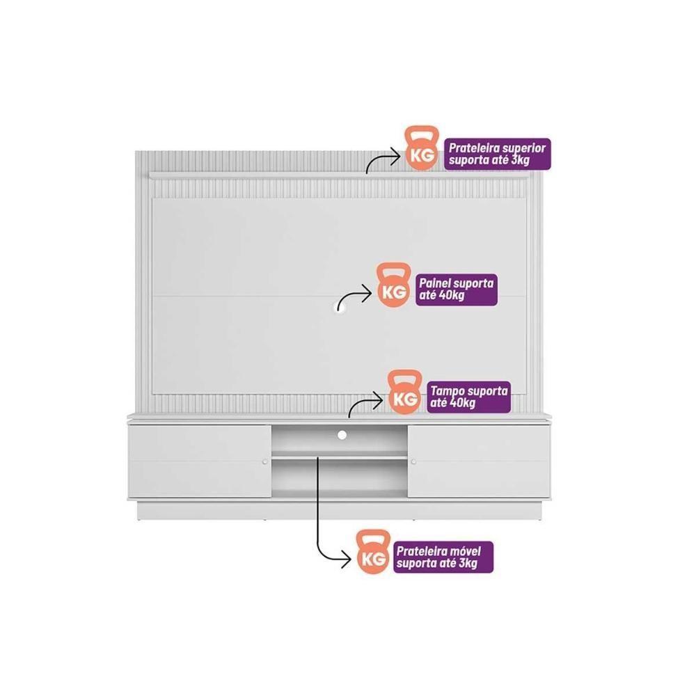 Home P/ Tv Até 75 Pol Guararapes C/ 2 Portas 2 Prateleiras E Pés 191x215cm Nature/off White - Linea Brasil - 7