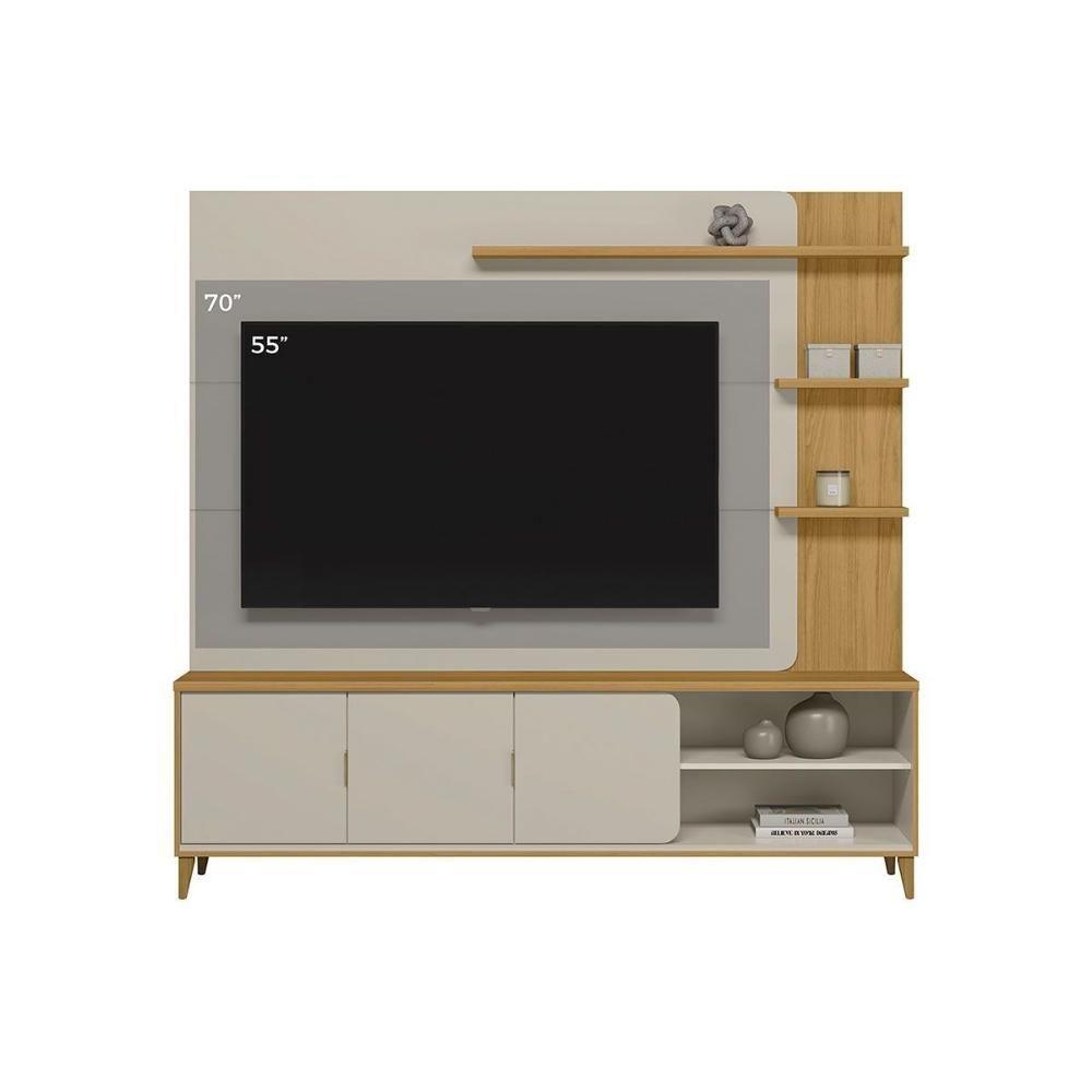 Home P/ Tv Até 70 Pol Napoli C/ 3 Portas 4 Prateleiras E Led 193x200cm Tauari/off White Fosco - Linea Brasil - 6
