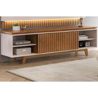 Home P/ Tv Até 75 Pol Loren C/ Nicho 201x58cm Freijo/off White - Dj Móveis