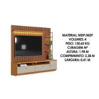Home P/ Tv Até 75 Pol Ouro Preto Ripado C/ 2gav. 1pta. 3 Prat. E Leds 224x198cm Nature/off White - Linea Brasil