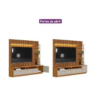 Home P/ Tv Até 75 Pol Ouro Preto Ripado C/ 2gav. 1pta. 3 Prat. E Leds 224x198cm Nature/off White - Linea Brasil - 6
