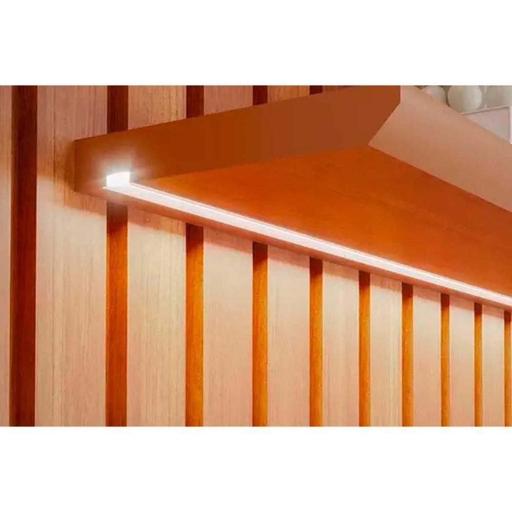 Home P/ Tv Até 84 Pol Maragogi 2.3 Ripado C/ Led 1 Porta Basculante E 2 Gavetas 230x220cm Cinamomo/off White - Permóbili - 2