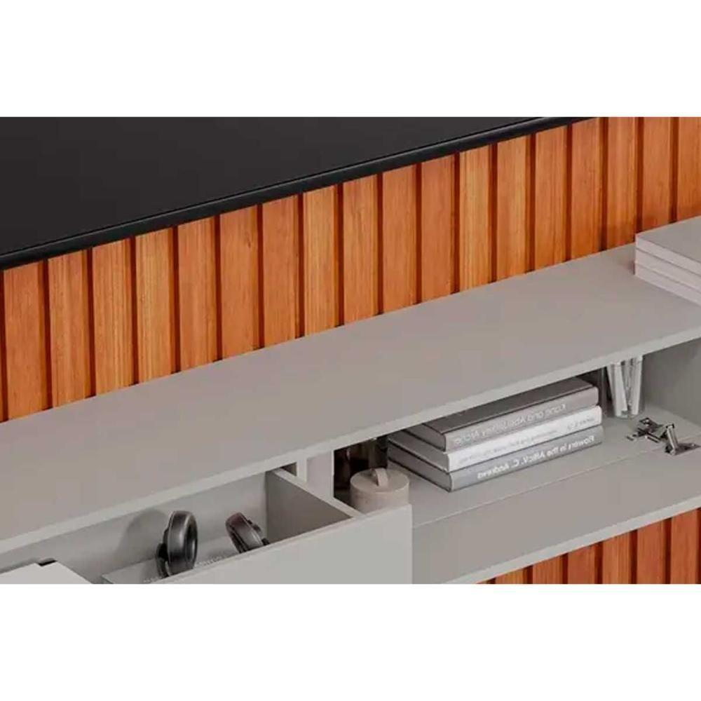 Home P/ Tv Até 84 Pol Maragogi 2.3 Ripado C/ Led 1 Porta Basculante E 2 Gavetas 230x220cm Cinamomo/off White - Permóbili - 3