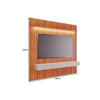 Home P/ Tv Até 84 Pol Maragogi 2.3 Ripado C/ Led 1 Porta Basculante E 2 Gavetas 230x220cm Cinamomo/off White - Permóbili - 4