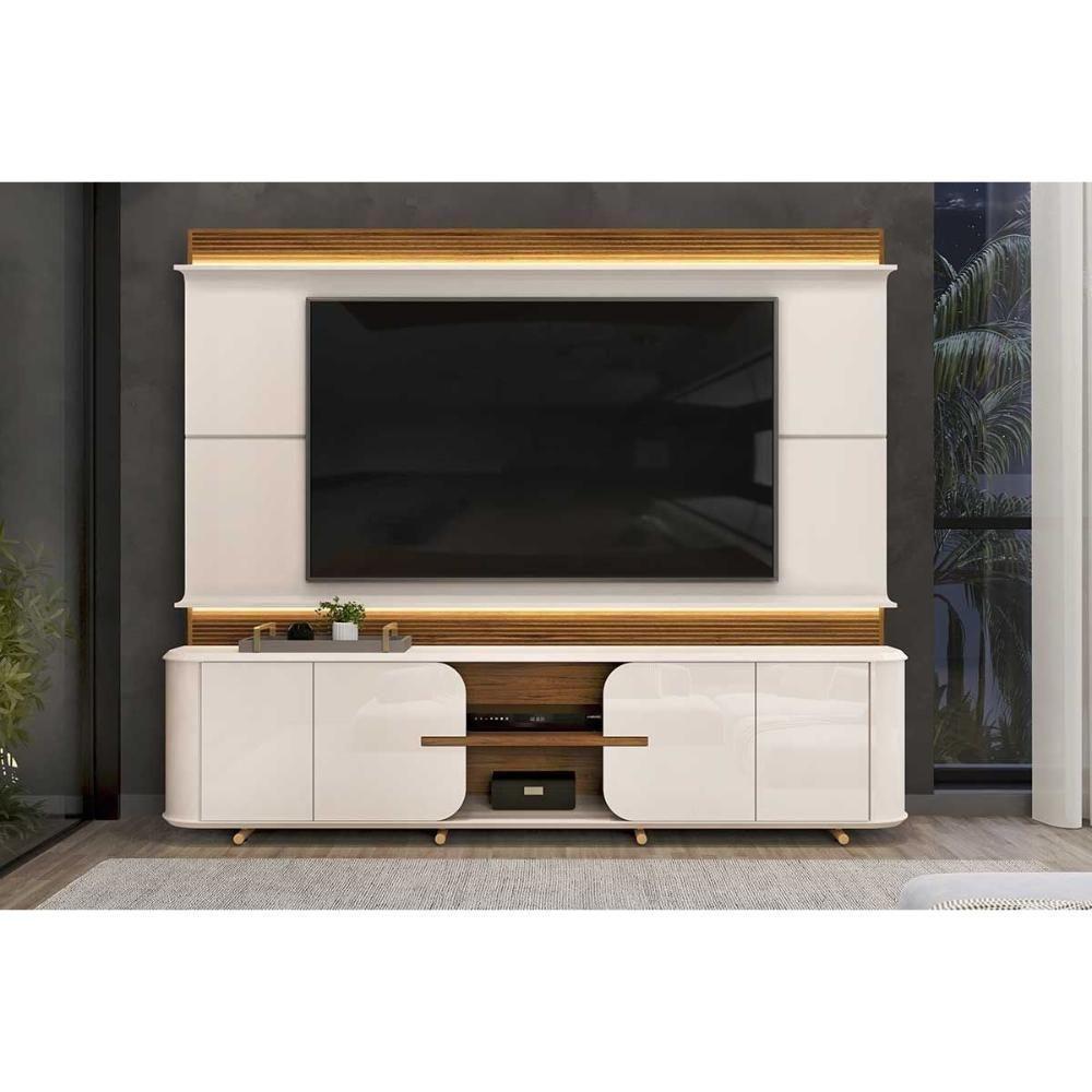 Home P/ Tv Até 75 Pol Lord C/ 4 Porta 240x200cm Off White/freijó - Dj Móveis - 1