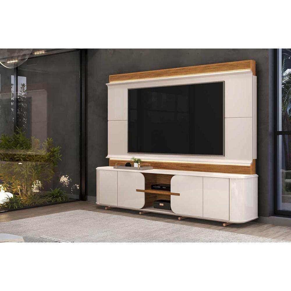 Home P/ Tv Até 75 Pol Lord C/ 4 Porta 240x200cm Off White/freijó - Dj Móveis - 4