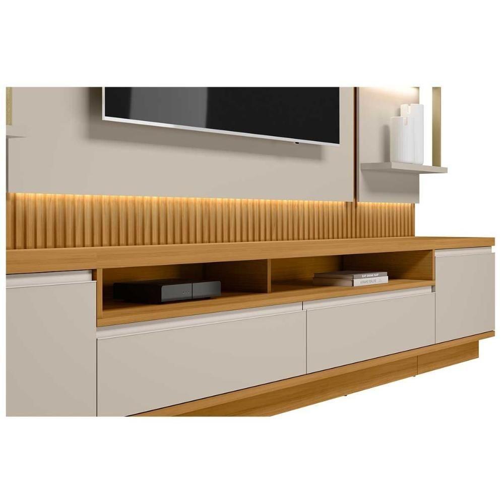 Home P/ Tv Até 70 Pol São Paulo Ripado C/ 4 Gav. 6 Prateleiras E Leds 297x198cm Tauari/off White Fosco - Linea Brasil - 8