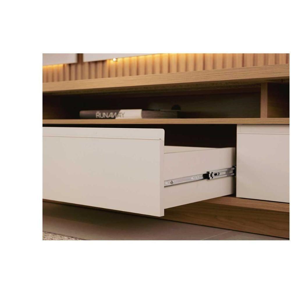 Home P/ Tv Até 70 Pol São Paulo Ripado C/ 4 Gav. 6 Prateleiras E Leds 297x198cm Tauari/off White Fosco - Linea Brasil - 10
