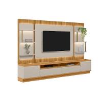 Home P/ Tv Até 70 Pol São Paulo Ripado C/ 4 Gav. 6 Prateleiras E Leds 297x198cm Tauari/off White Fosco - Linea Brasil - 2