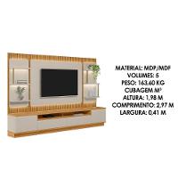 Home P/ Tv Até 70 Pol São Paulo Ripado C/ 4 Gav. 6 Prateleiras E Leds 297x198cm Tauari/off White Fosco - Linea Brasil - 3