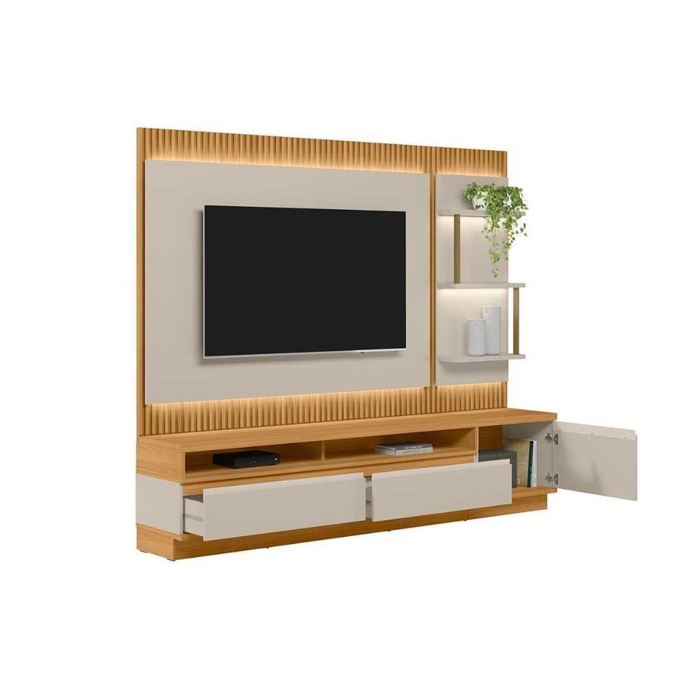 Home P/ Tv Até 70 Pol São Paulo Ripado C/ 3 Gav. 3 Prateleiras E Leds 238x198cm Tauari/off White Fosco - Linea Brasil - 2