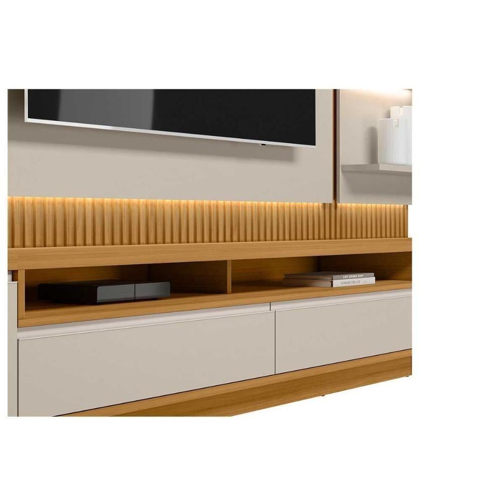 Home P/ Tv Até 70 Pol São Paulo Ripado C/ 3 Gav. 3 Prateleiras E Leds 238x198cm Tauari/off White Fosco - Linea Brasil - 6