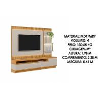 Home P/ Tv Até 70 Pol São Paulo Ripado C/ 3 Gav. 3 Prateleiras E Leds 238x198cm Tauari/off White Fosco - Linea Brasil