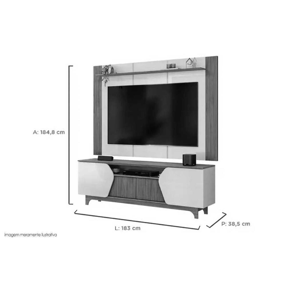 Home P/ Tv Até 75 Pol Helo C/ 4 Portas Off White/freijó - Dj Móveis - 2