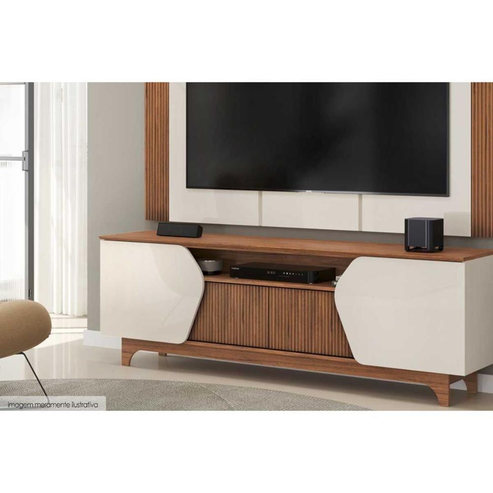 Home P/ Tv Até 75 Pol Helo C/ 4 Portas Off White/freijó - Dj Móveis - 6