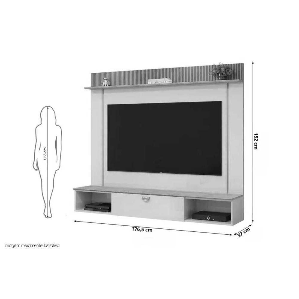 Home P/ Tv Até 70 Pol Iza 176x152cm Off White/freijó - Dj Móveis - 2