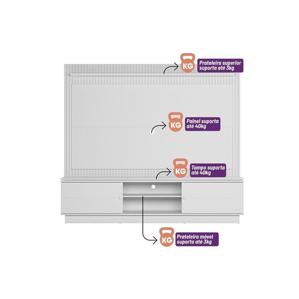 Home P/ Tv Até 75 Pol Guararapes C/ 2 Portas E 2 Prateleiras 191x215cm Nature/off White - Linea Brasil - 2