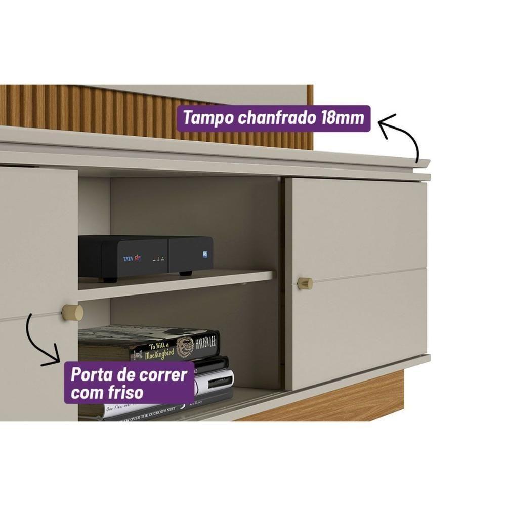 Home P/ Tv Até 75 Pol Guararapes C/ 2 Portas E 2 Prateleiras 191x215cm Nature/off White - Linea Brasil - 5