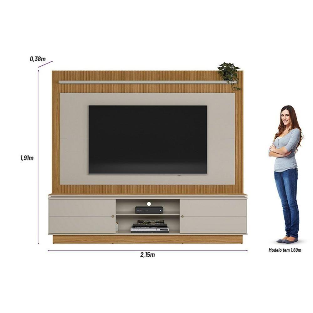 Home P/ Tv Até 75 Pol Guararapes C/ 2 Portas E 2 Prateleiras 191x215cm Nature/off White - Linea Brasil - 10