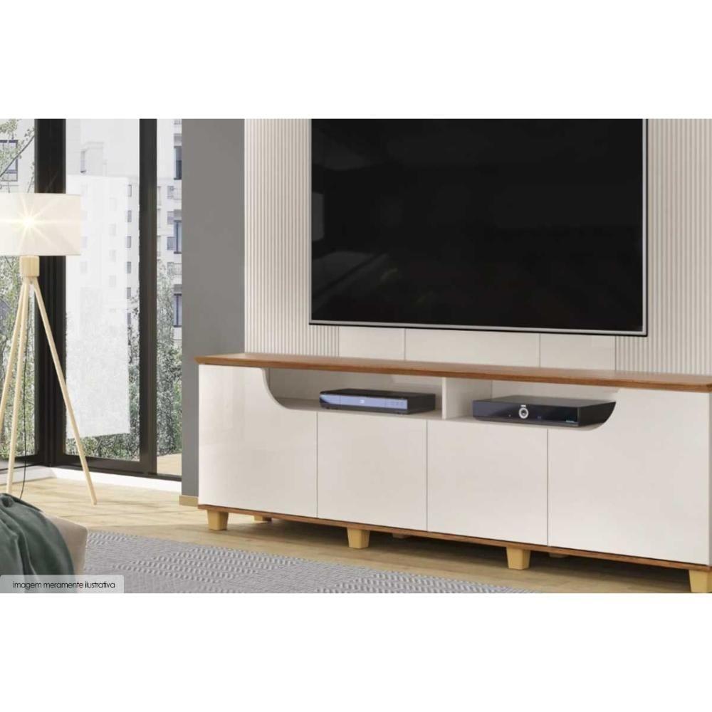 Home P/ Tv Até 75 Pol Gama C/ 4 Porta 199x188cm Off White/freijó - Dj Móveis - 6