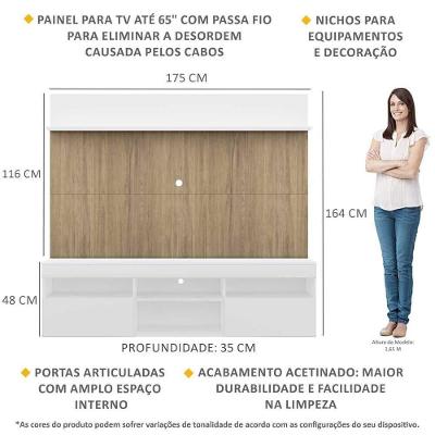 Rack Com Painel Para Tv Até 65´´ Madri Fg3365 Branco/rustic