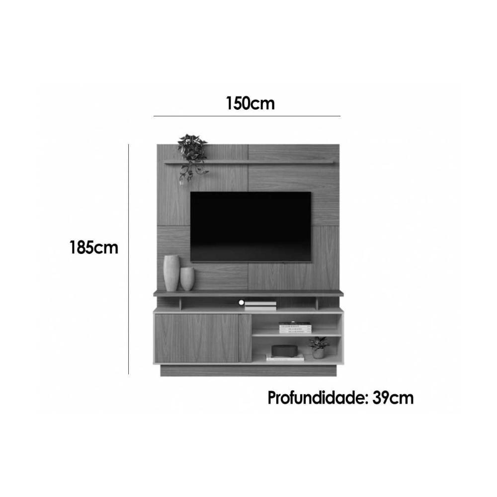 Home P/ Tv Até 60 Pol Viena C/ 1 Porta E Pés 185x150cm Nature/off White - Linea Brasil - 2
