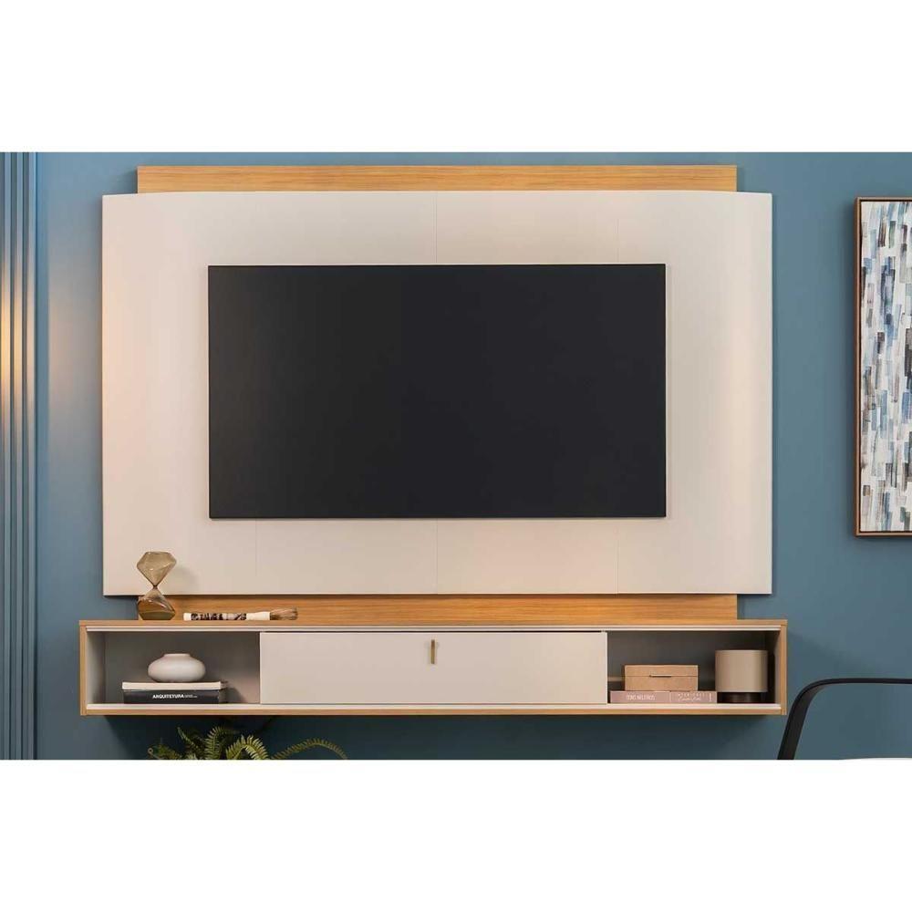 Painel Home P/ Tv Até 75 Pol Havana C/ 1 Porta E 2 Nichos 200x163cm Tauari/off White Fosco - Linea Brasil - 7