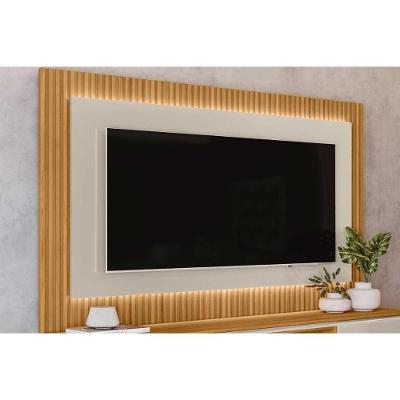 Painel Home P/ Tv Até 70 Pol São Paulo Ripado C/ Leds 220x148cm Whisky/off White Fosco - Linea Brasil