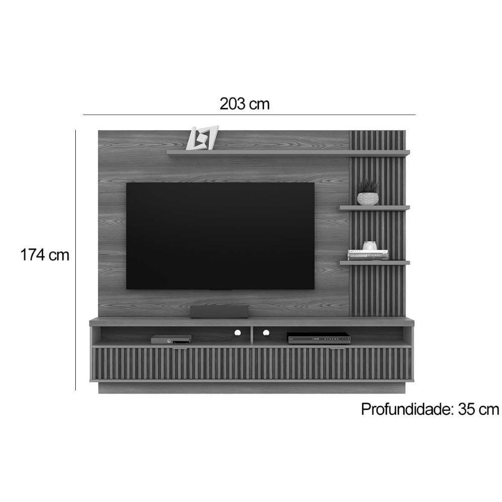 Painel Home P/ Tv Até 65 Pol Araruna C/ 2 Porta E 3 Prateleiras 200x170cm Freijó/off White - Linea Brasil - 3