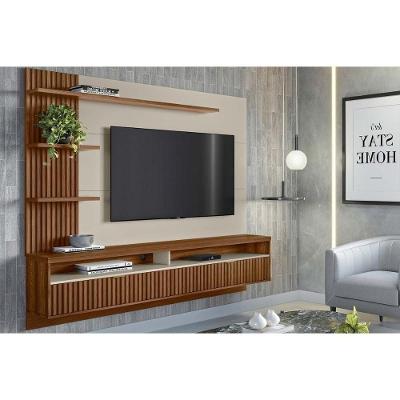 Painel Home P/ Tv Até 65 Pol Araruna C/ 2 Porta E 3 Prateleiras 200x170cm Freijó/off White - Linea Brasil
